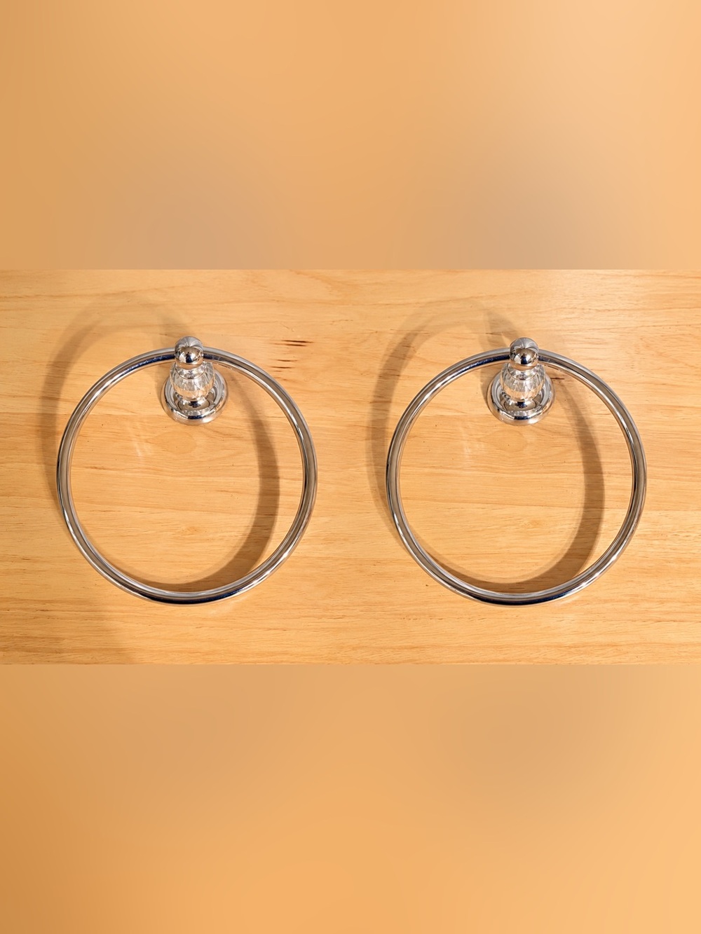 Set of 2 Chrome Crystal Towel Rings Bathroom Hand Towel Holders Glam Decor